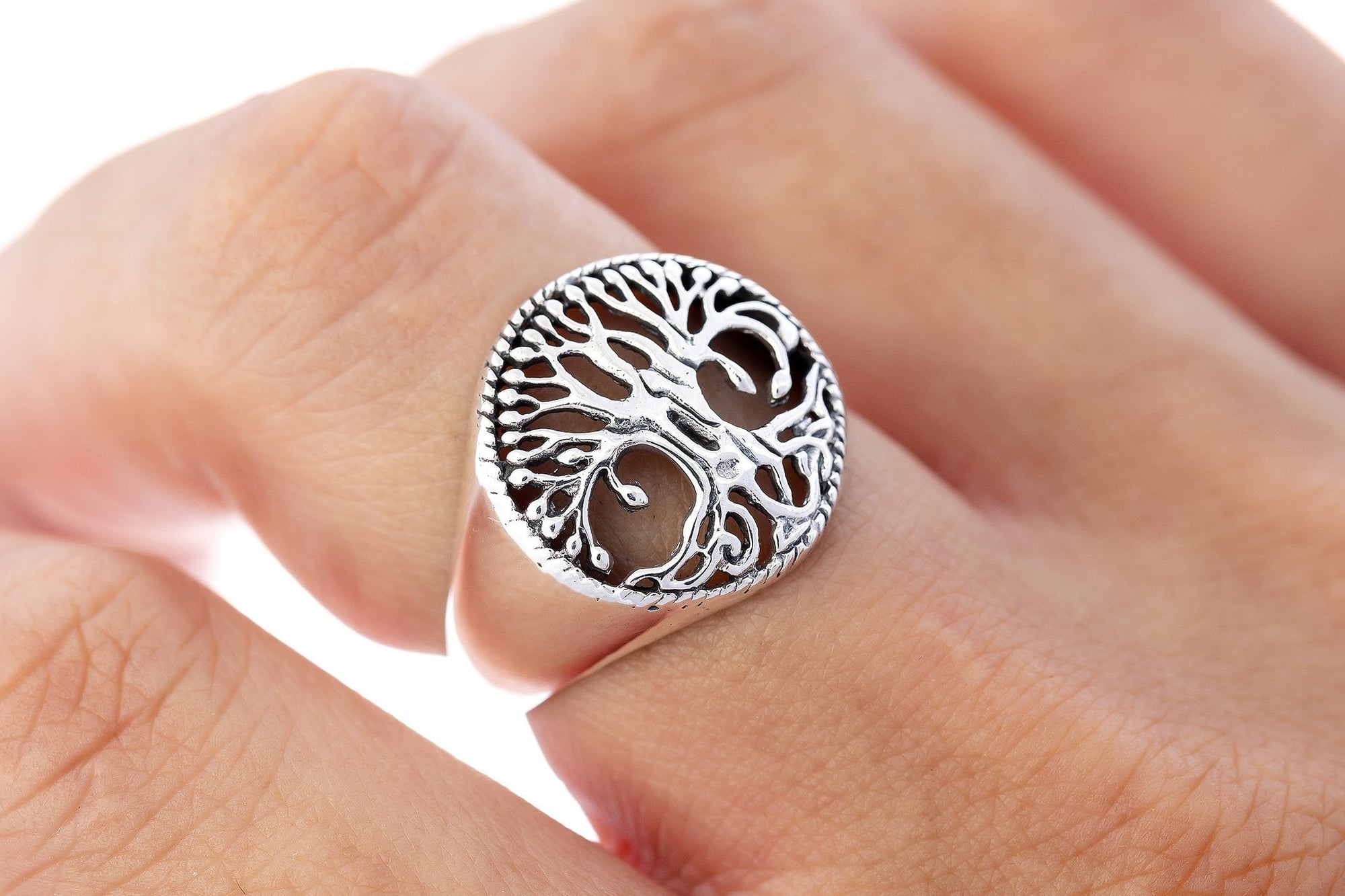 925 Sterling Silver Viking Tree of Life Yggdrasil Ring
