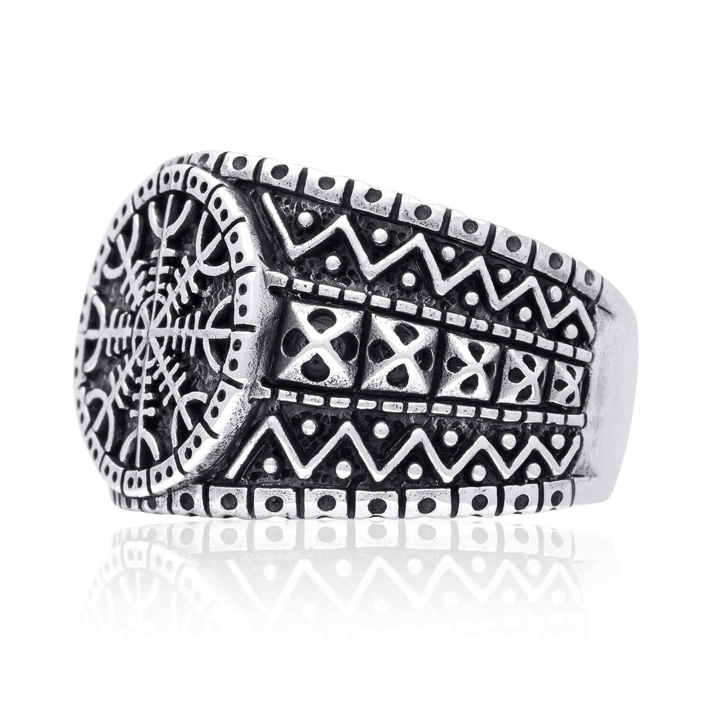 925 Sterling Silver Helm of Awe Viking Oxidized Ring - SilverMania925