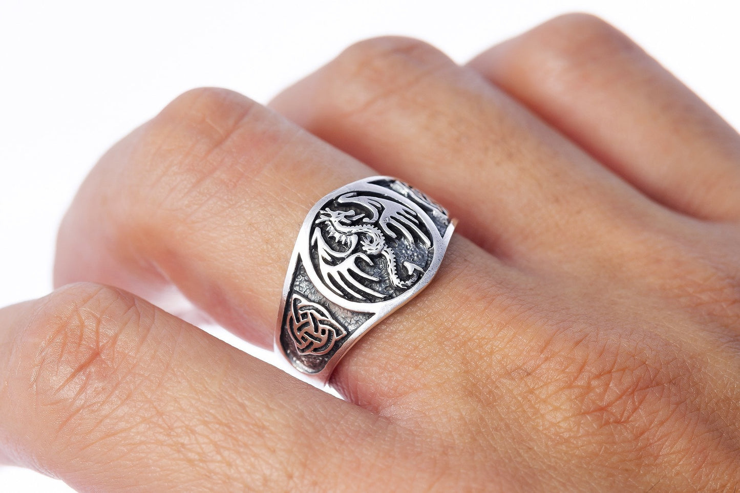 925 Sterling Silver Viking Jormungand Game of Thrones Celtic Ring - SilverMania925