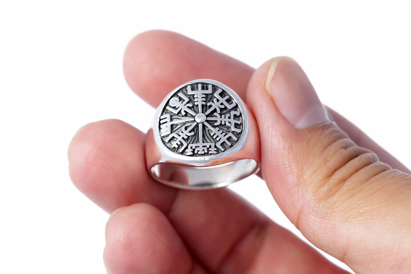 925 Sterling Silver Viking Vegvisir Ring - SilverMania925