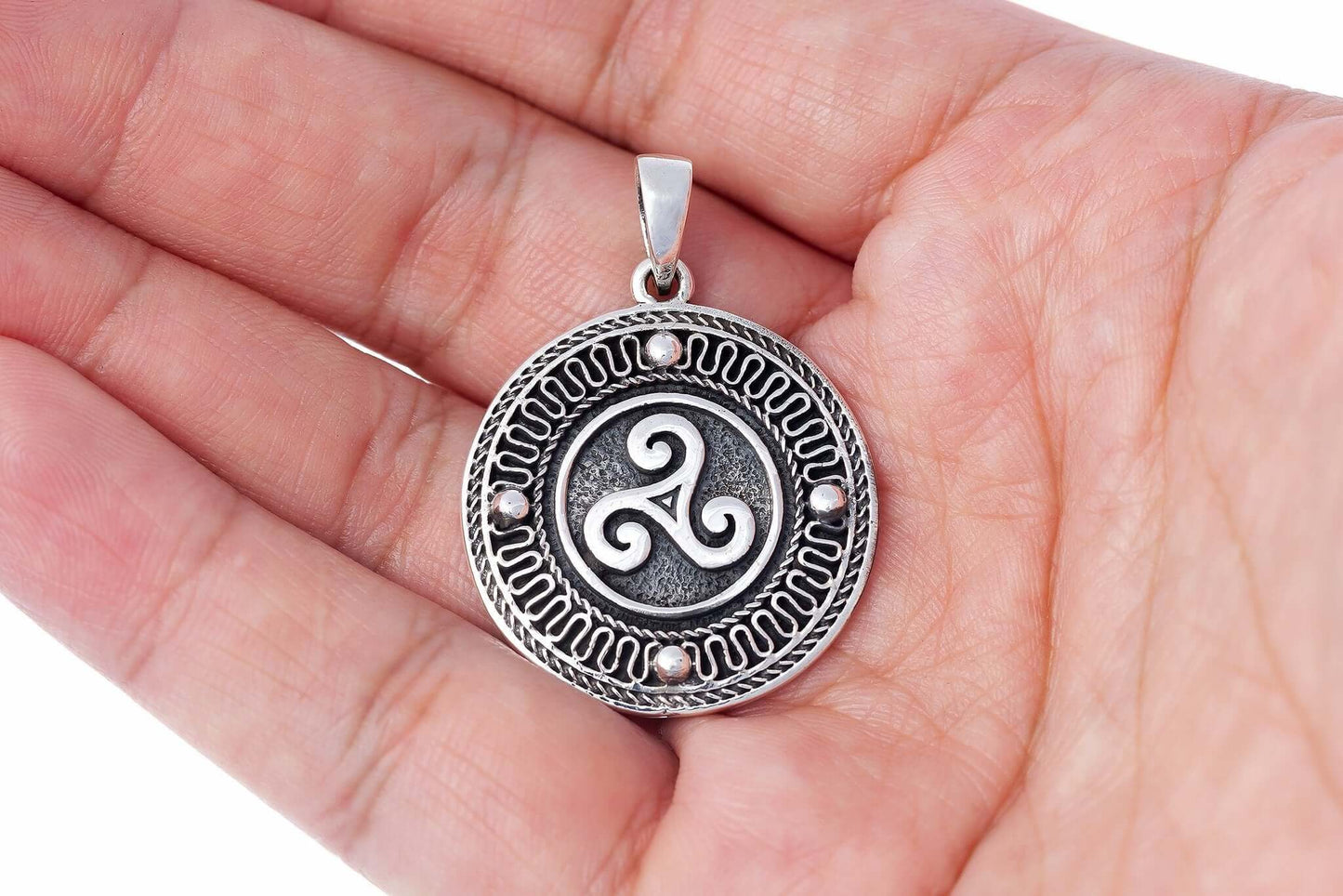 925 Sterling Silver Celtic Triskelion Pagan Pendant - SilverMania925