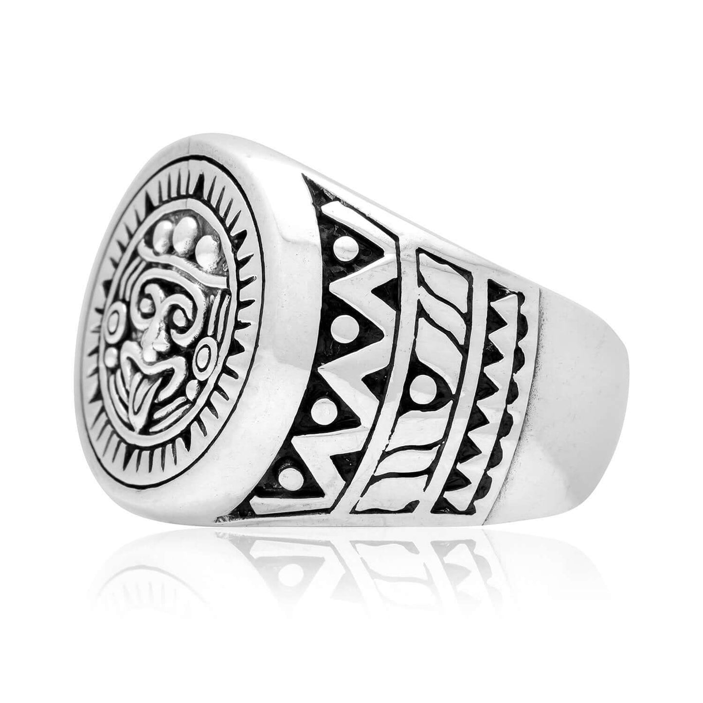 925 Sterling Silver Aztec Mayan Style Ring - SilverMania925