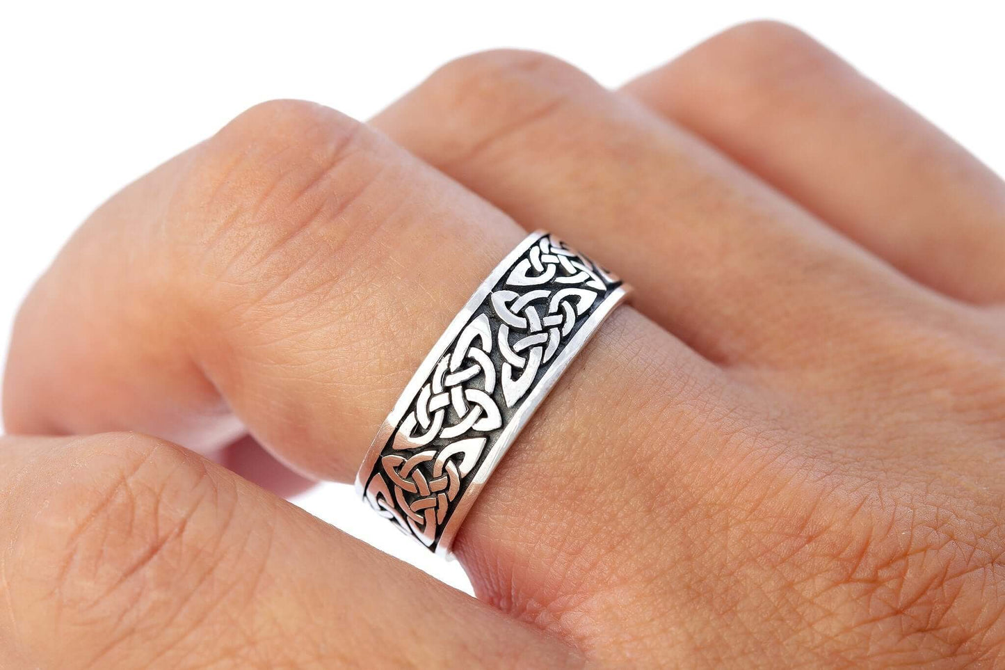 Sterling Silver Celtic Triquetra Knot Band Ring - SilverMania925