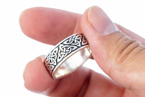 925 Sterling Silver Celtic Triquetra Knot Band Ring