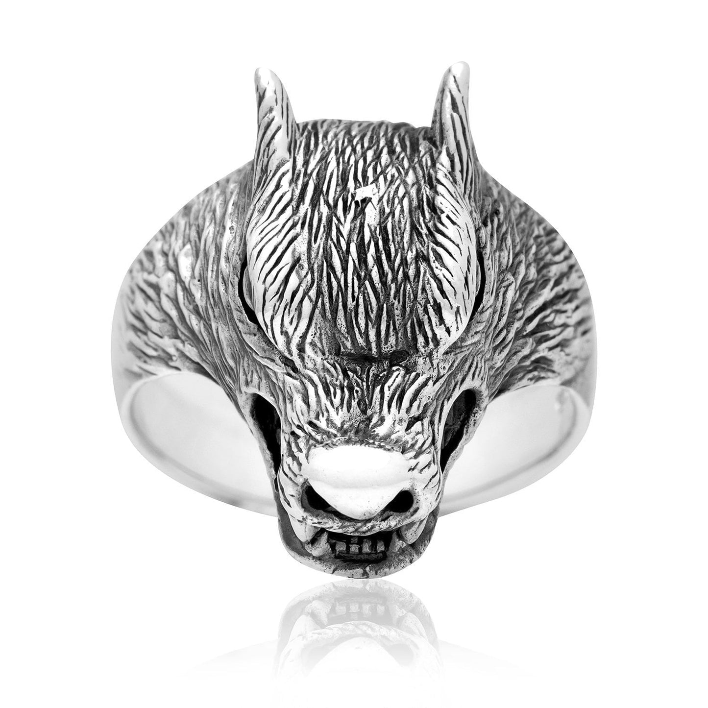 925 Sterling Silver Viking Legendary Wolf Ring - SilverMania925