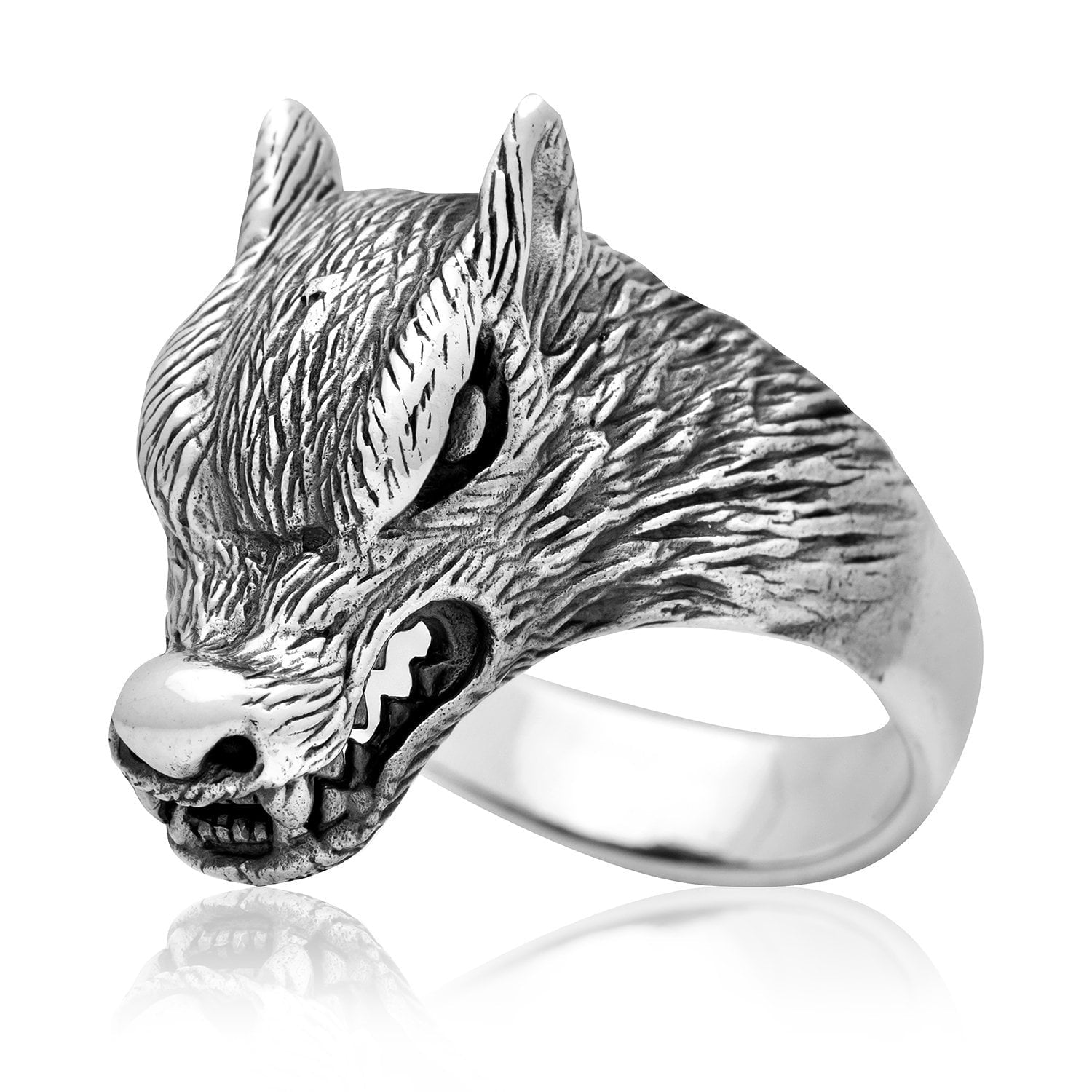 925 Sterling Silver Viking Legendary Wolf Ring - SilverMania925