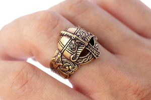Viking Gjermundbu Helmet Bronze Ring with Dragons