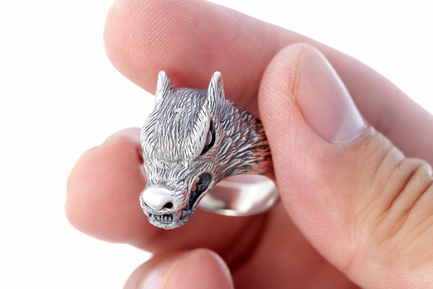 925 Sterling Silver Viking Legendary Wolf Ring - SilverMania925