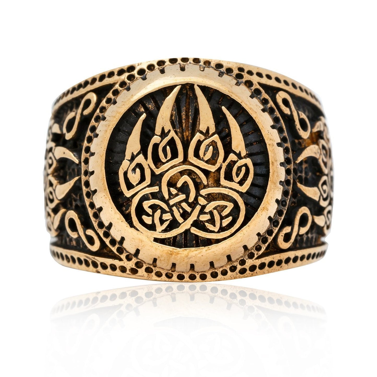 Viking Bear Claw Signet Ring Handcrafted from Bronze - SilverMania925