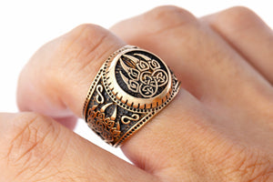 Viking Bear Claw Signet Ring Handcrafted from Bronze