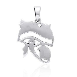 925 Sterling Silver Egyptian Eye of Horus Protection High Polish Pendant