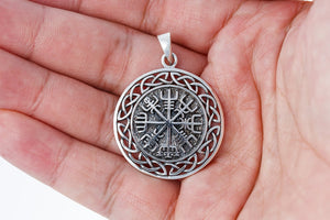 925 Sterling Silver Vegvisir Compass Celtic Infinity Knots Pendant