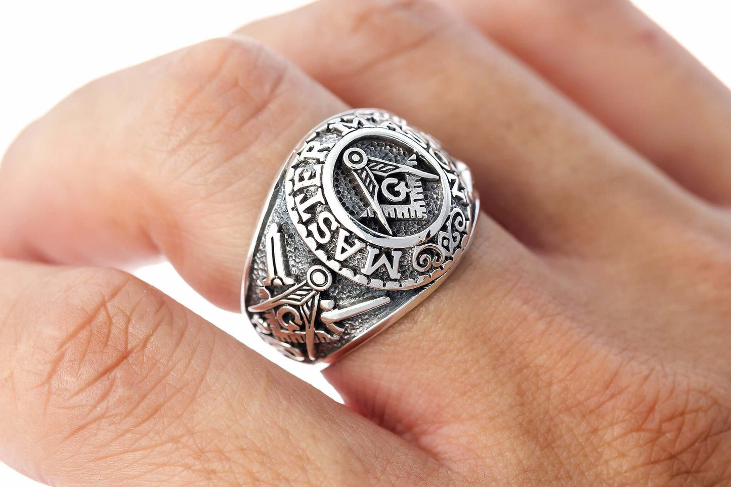 925 Sterling Silver Masonic Master Mason Ring - SilverMania925