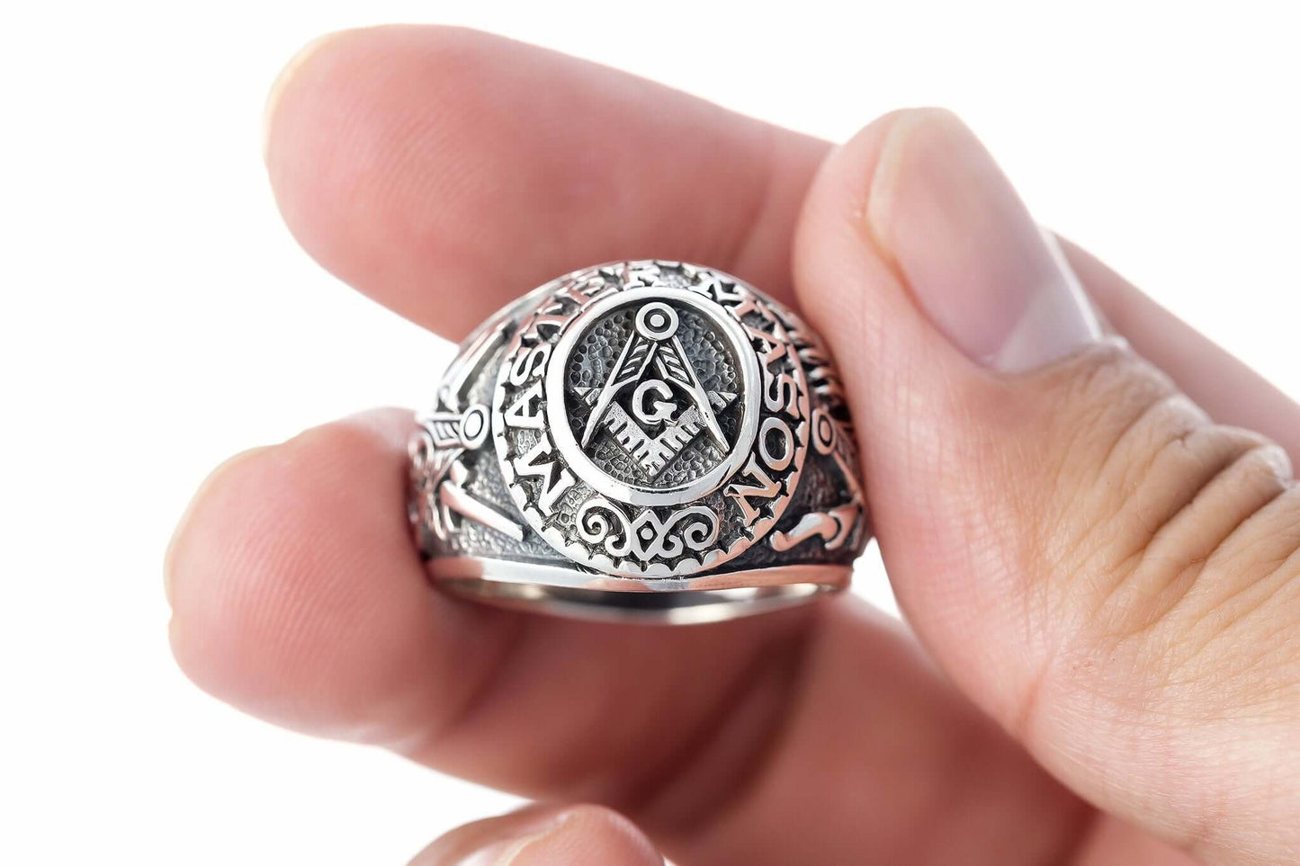 925 Sterling Silver Masonic Master Mason Ring - SilverMania925