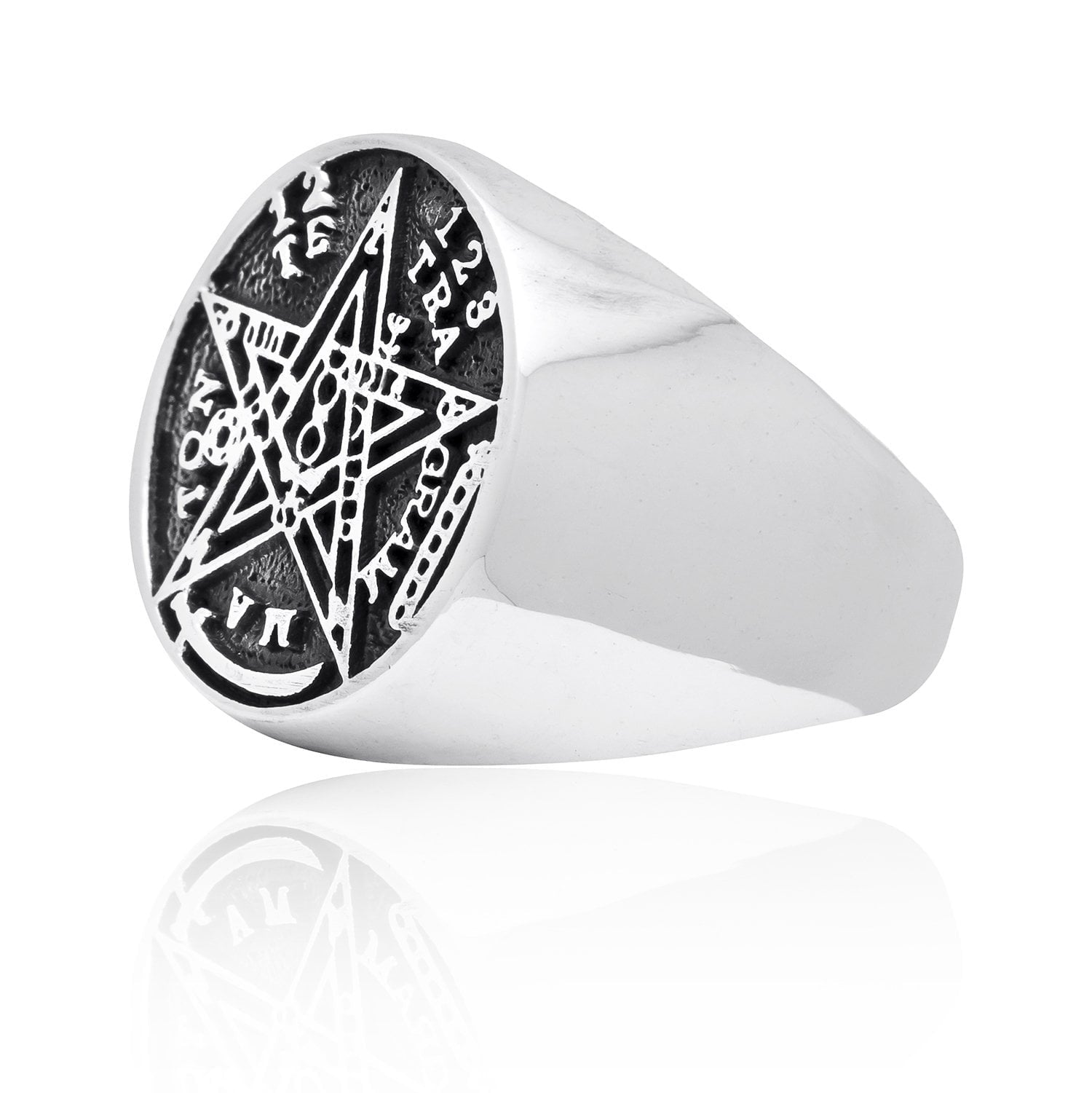 925 Sterling Silver Tetragrammaton Seal of Solomon Ring - SilverMania925