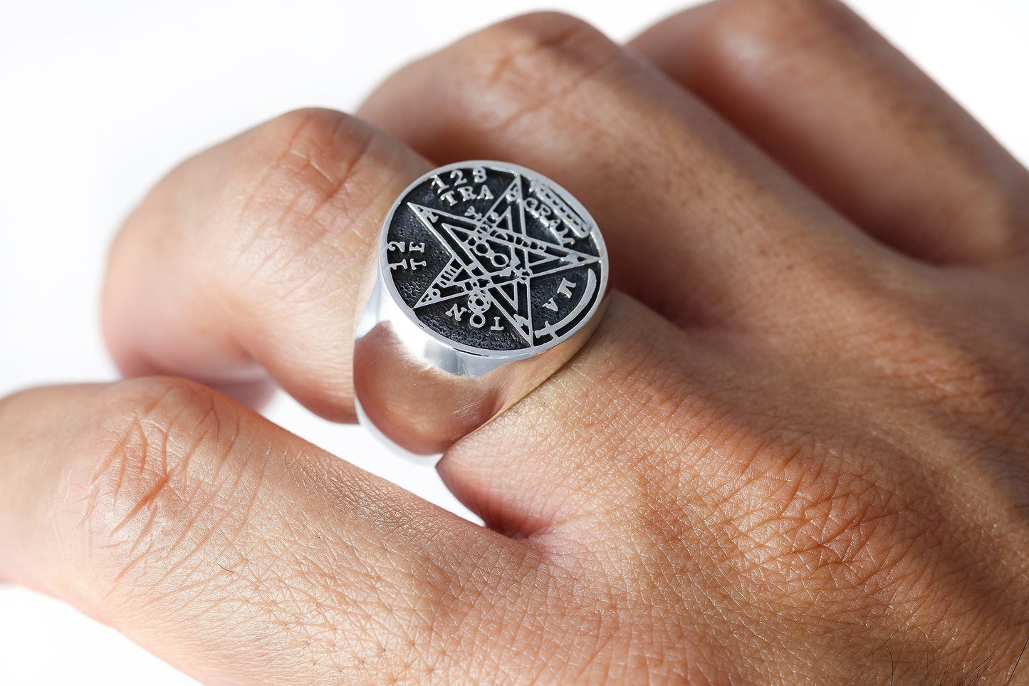 925 Sterling Silver Tetragrammaton Seal of Solomon Ring - SilverMania925