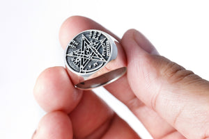 925 Sterling Silver Tetragrammaton Seal of Solomon Ring
