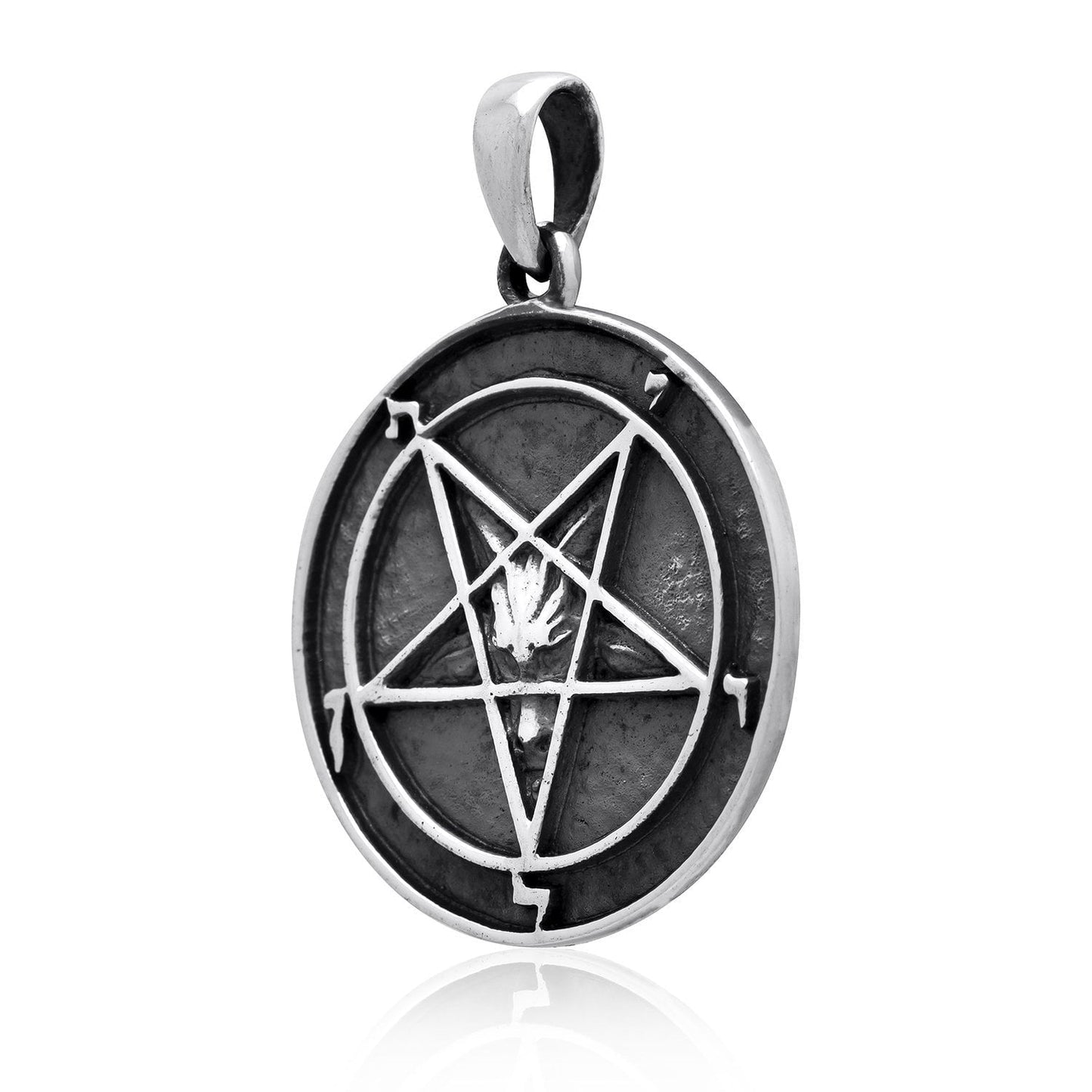 925 Sterling Silver Sigil of Baphomet Inverted Pentagram Satanic Pendant - SilverMania925