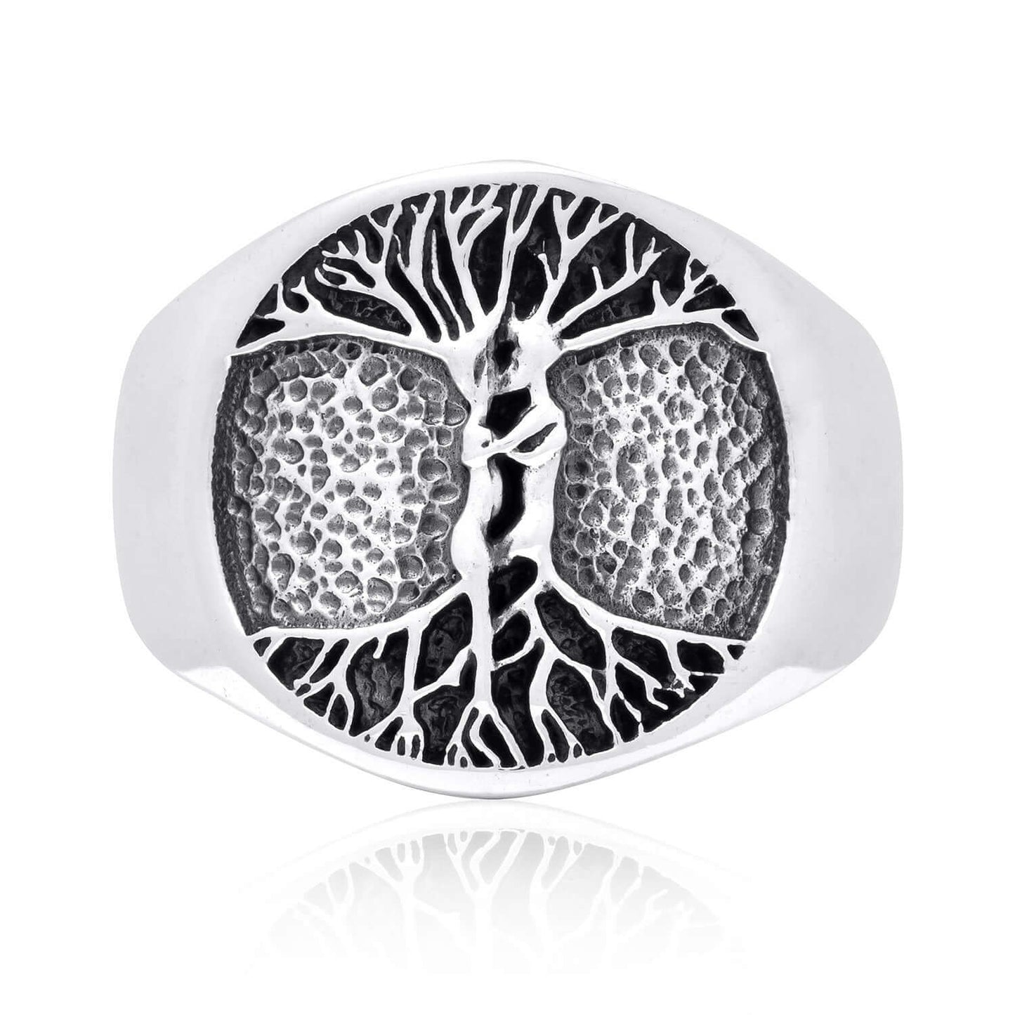 925 Sterling Silver Nude Lovers Embracing Tree of Life Ring - SilverMania925