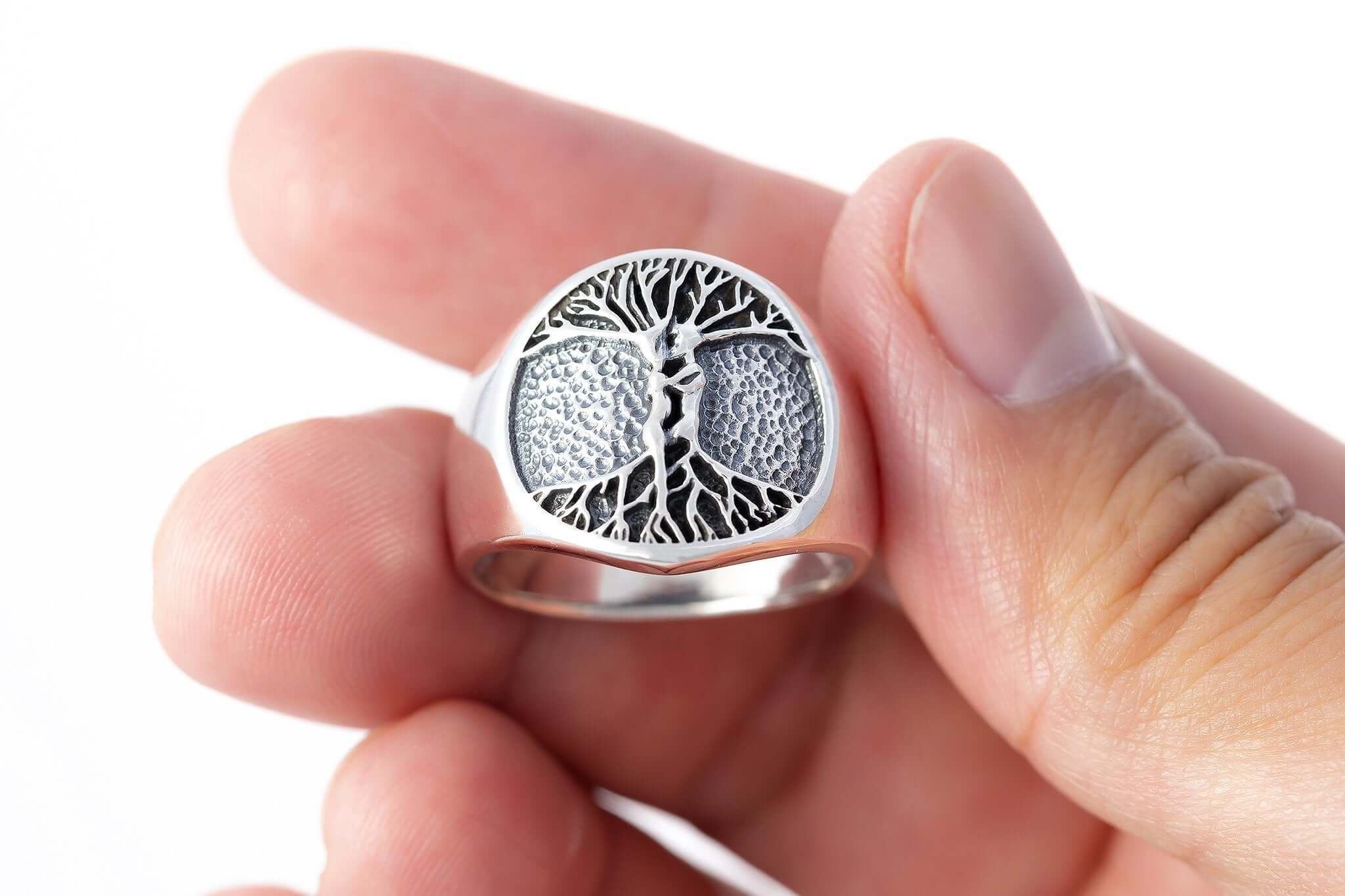 925 Sterling Silver Nude Lovers Embracing Tree of Life Ring - SilverMania925