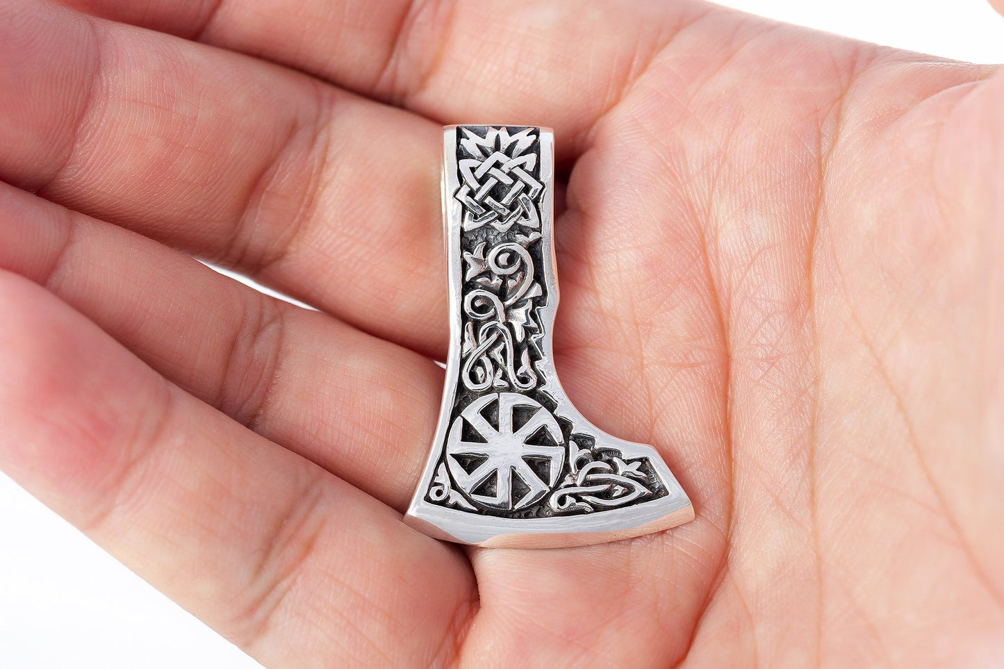 925 Sterling Silver Viking Slavic Kolovrat Sun Wheel Double Sided Pendant - SilverMania925