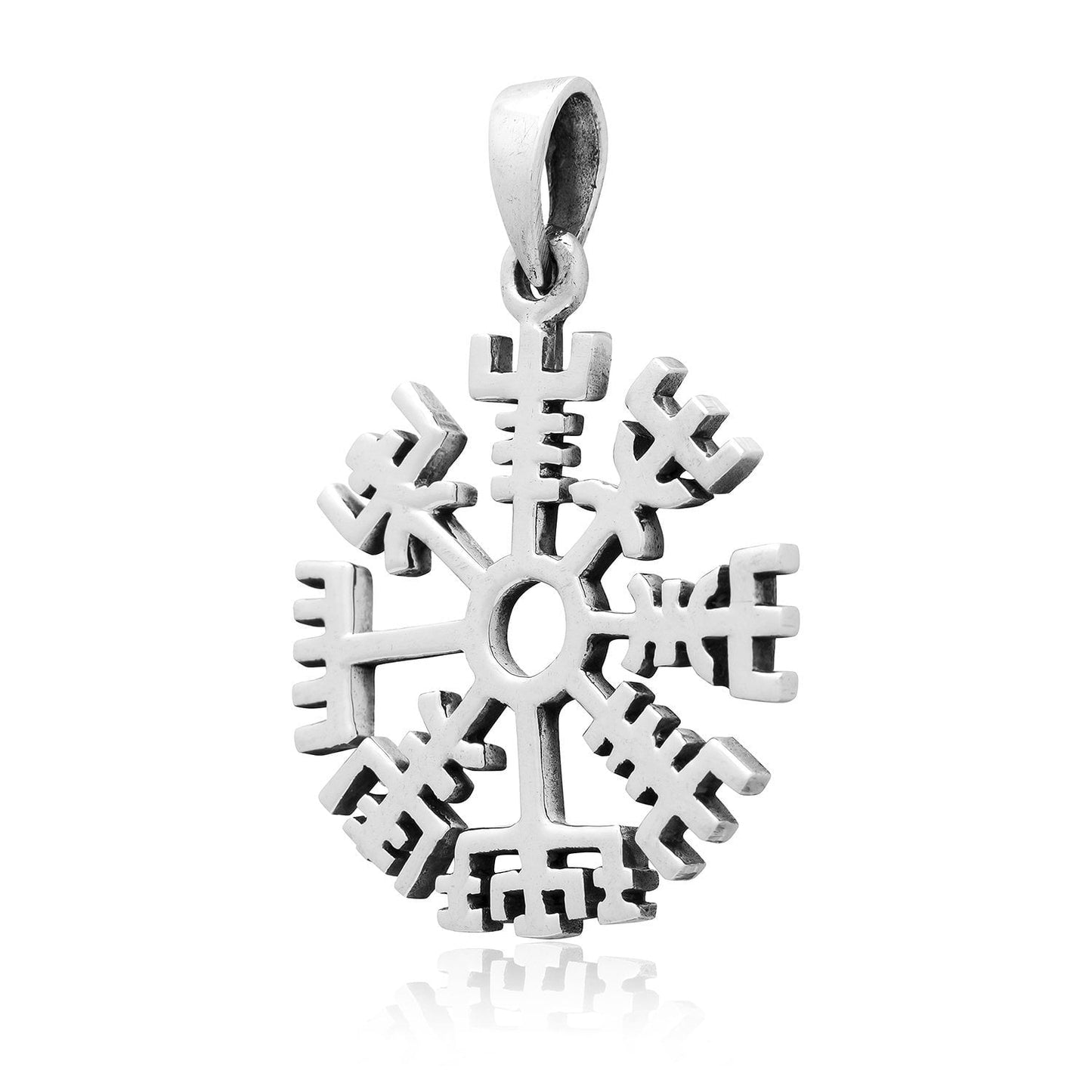 925 Sterling Silver Vegvisir Viking Compass Norse Amulet Pendant - SilverMania925