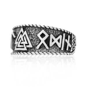 925 Sterling Silver Viking Valknut Runes Legendary Band Ring