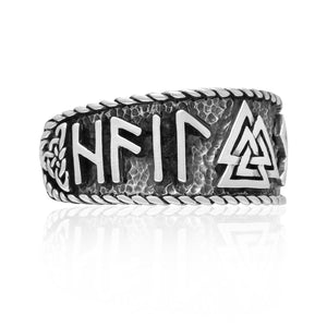 925 Sterling Silver Viking Valknut Runes Legendary Band Ring