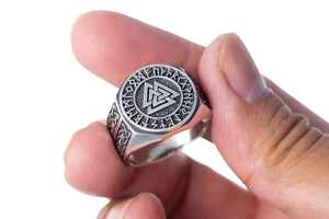 925 Sterling Silver Valknut Norse Runes Knotwork Viking Jewelry Ring