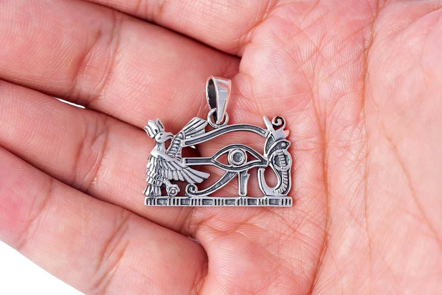 925 Sterling Silver Egyptian Eye of God Horus Protection Pendant - SilverMania925