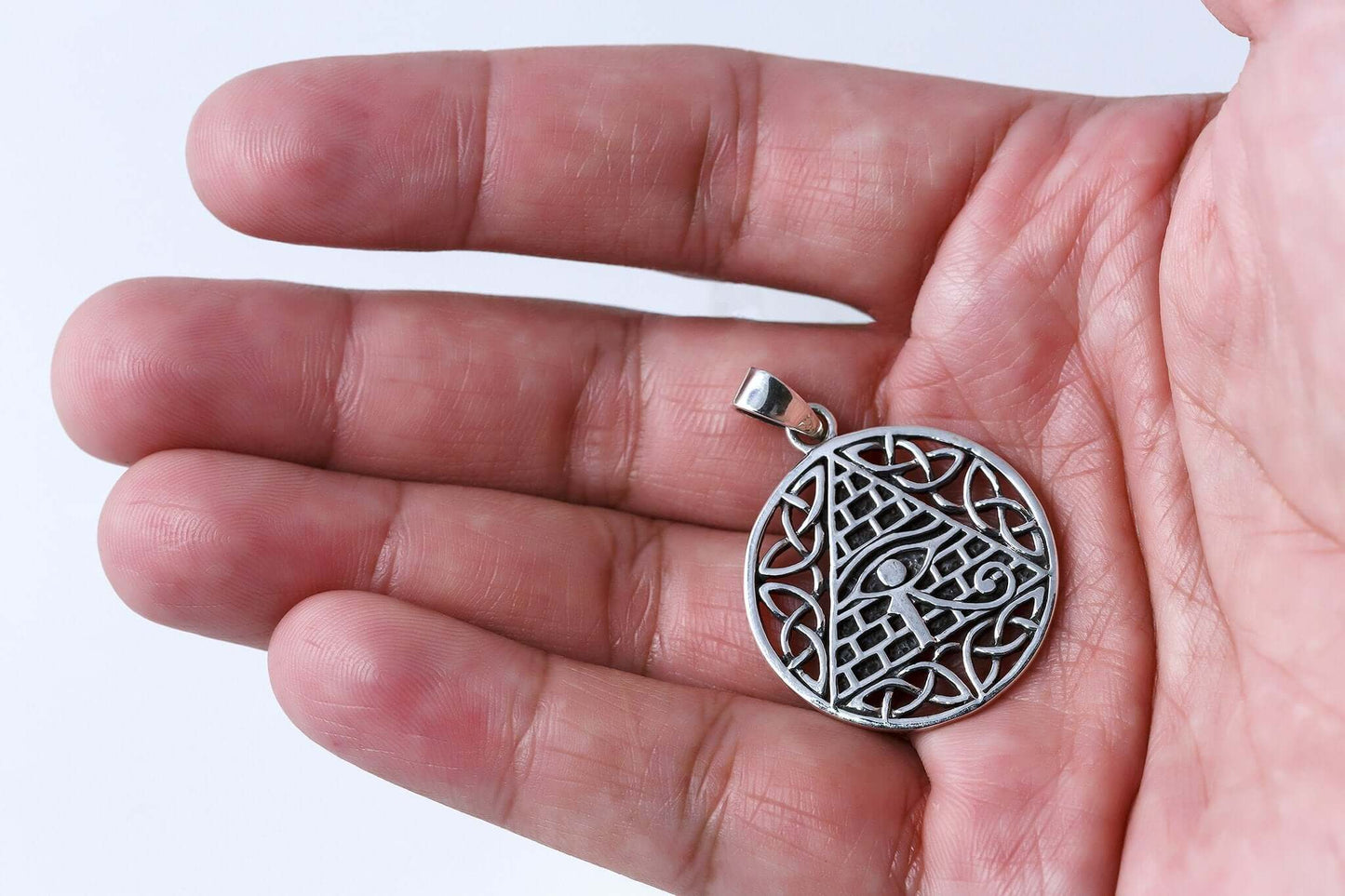 Sterling Silver Illuminati Pendant with Celtic Knots - SilverMania925