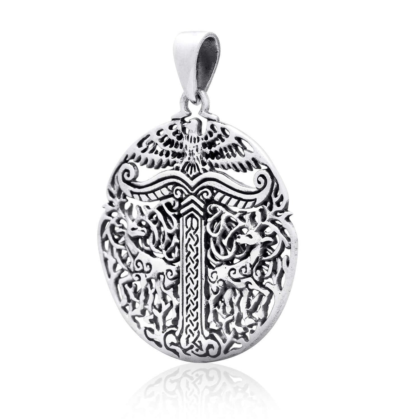 925 Sterling Silver Irminsul Sacral Pillar Old Saxon Pendant - SilverMania925