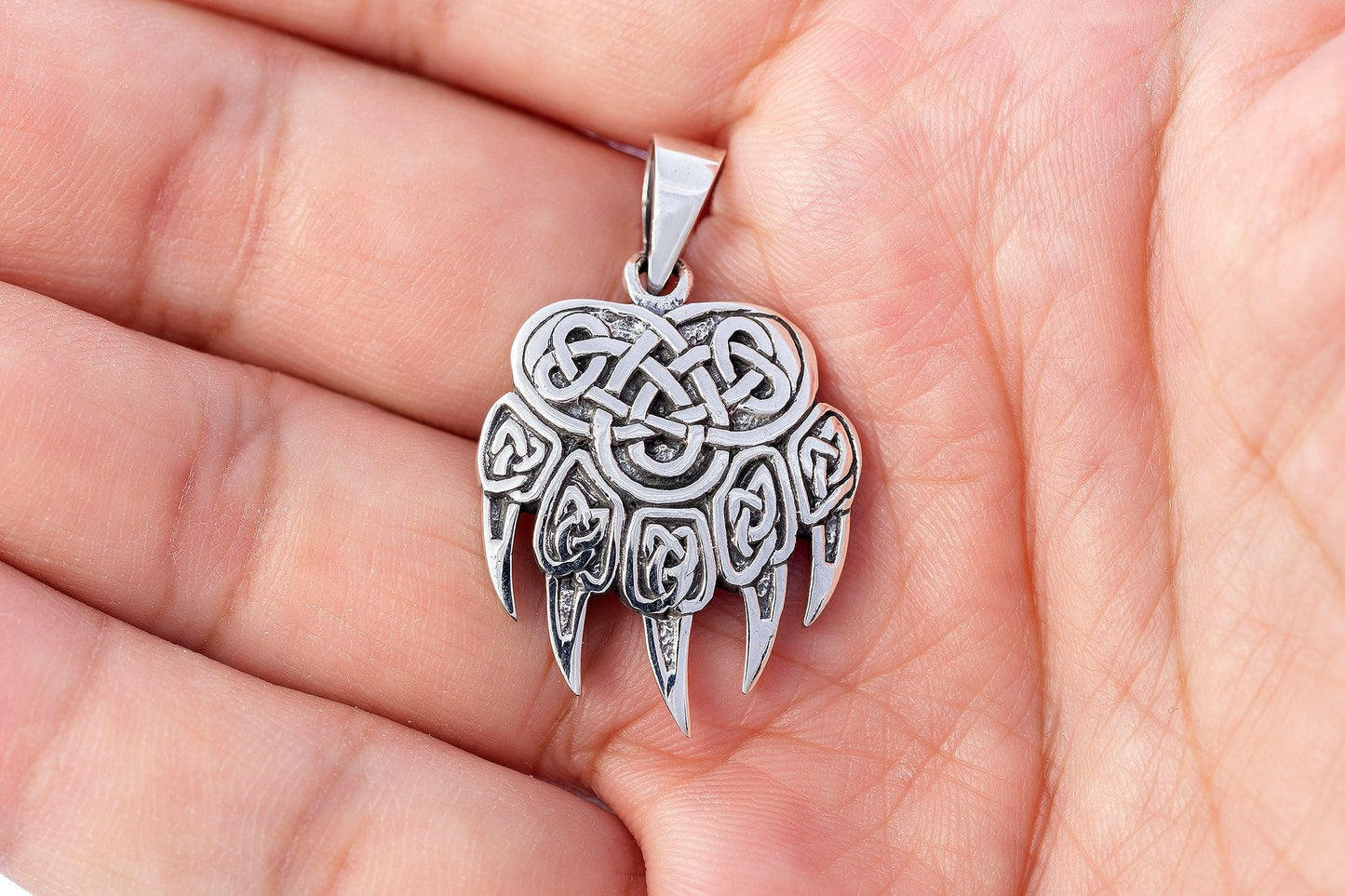 925 Sterling Silver Viking Bear Claw Pendant - SilverMania925