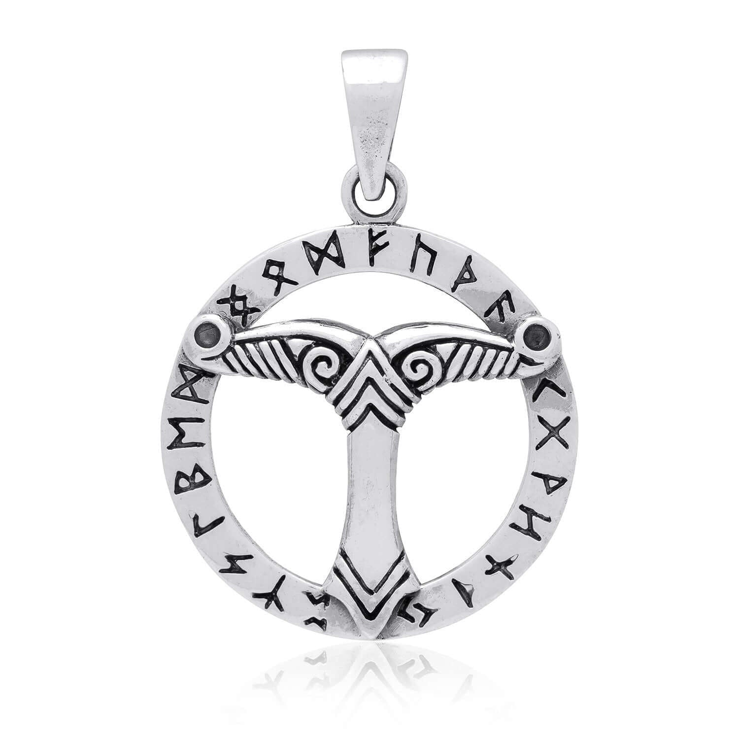 925 Sterling Silver Irminsul Viking Runes Pendant
