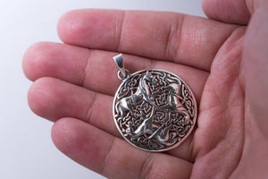 925 Sterling Silver Three Horse Celtic Irish Knot Knotwork Epona Pendant