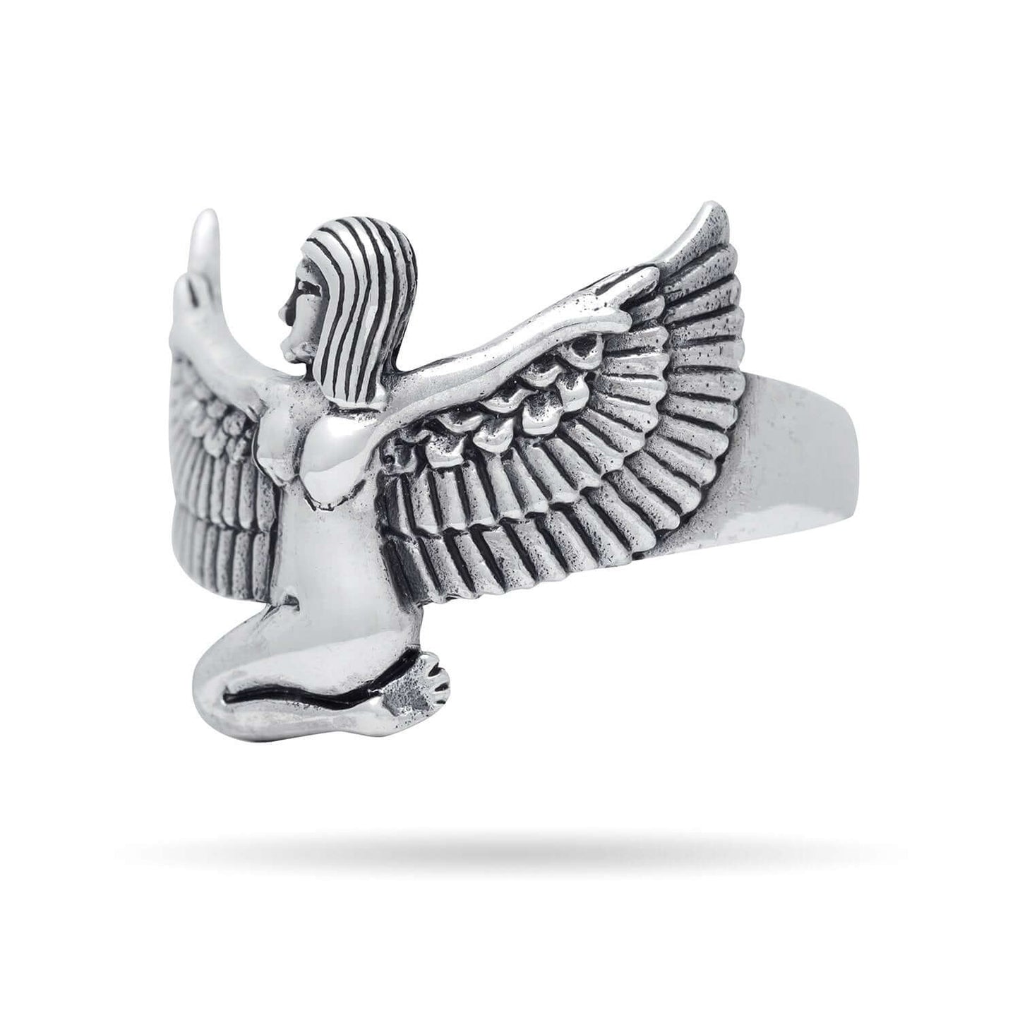 925 Sterling Silver Egyptian Goddess Isis Hathor Sekhmet Ring - SilverMania925