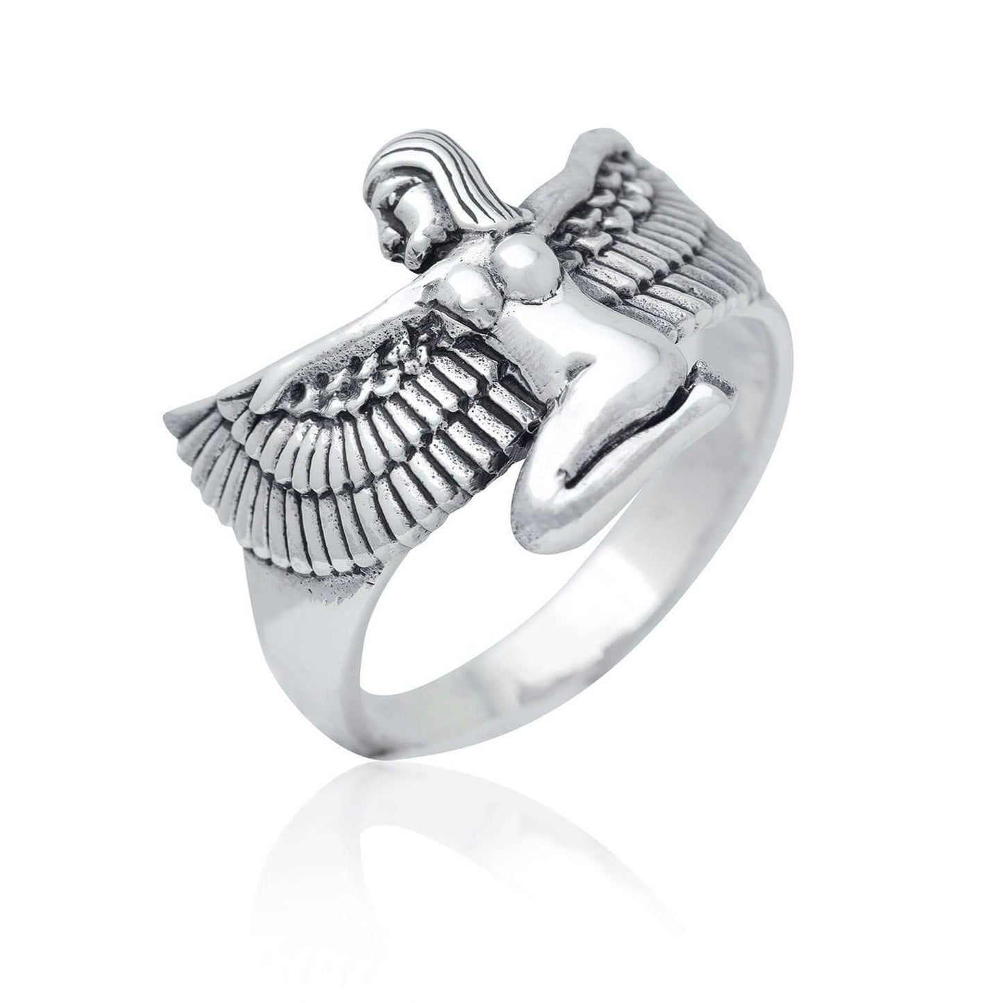 925 Sterling Silver Egyptian Goddess Isis Hathor Sekhmet Ring - SilverMania925