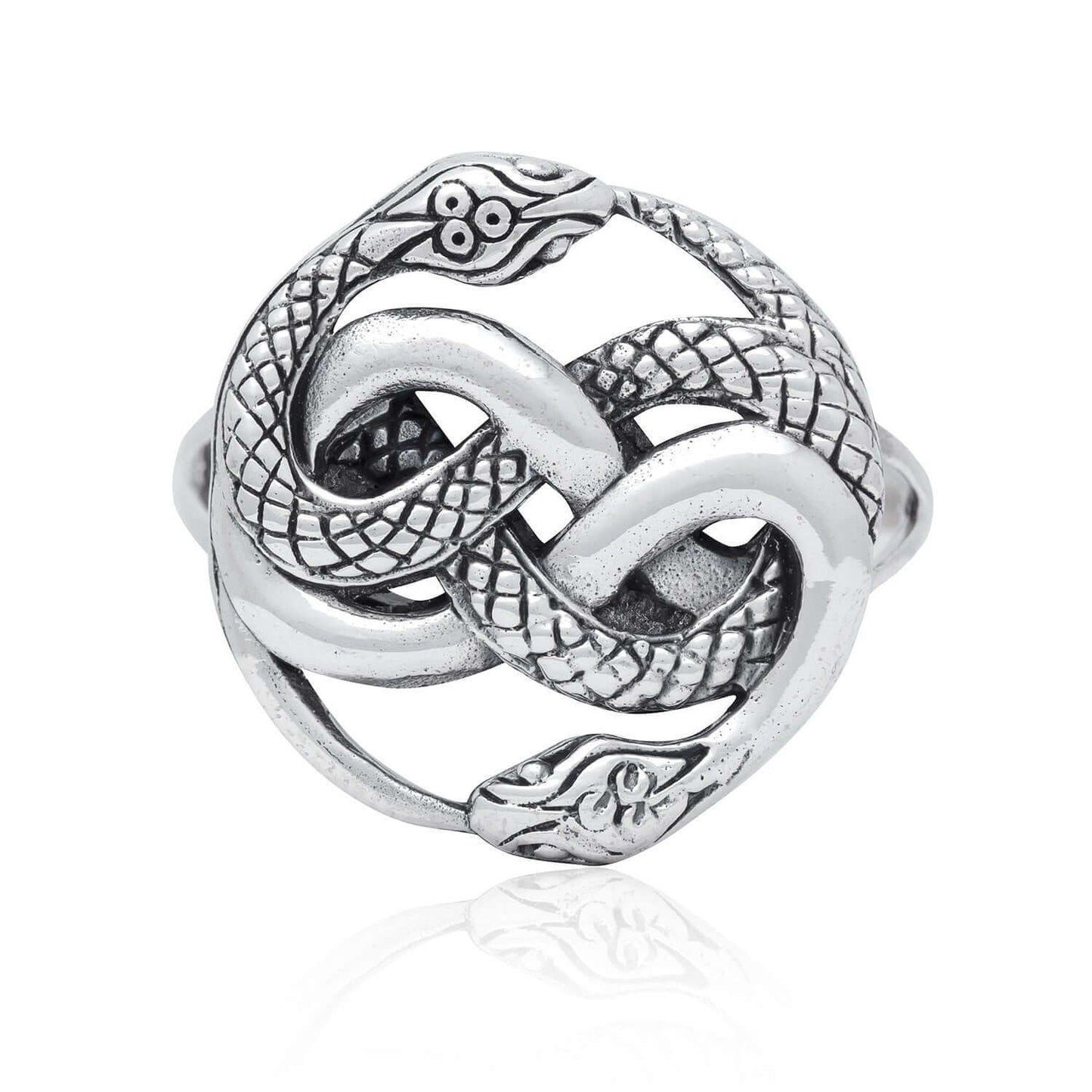 925 Sterling Silver Ouroboros Serpent Snake Infinity Eating Tail Ring - SilverMania925