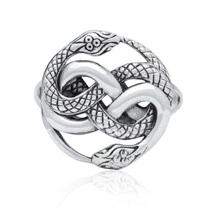 925 Sterling Silver Ouroboros Serpent Snake Infinity Eating Tail Ring