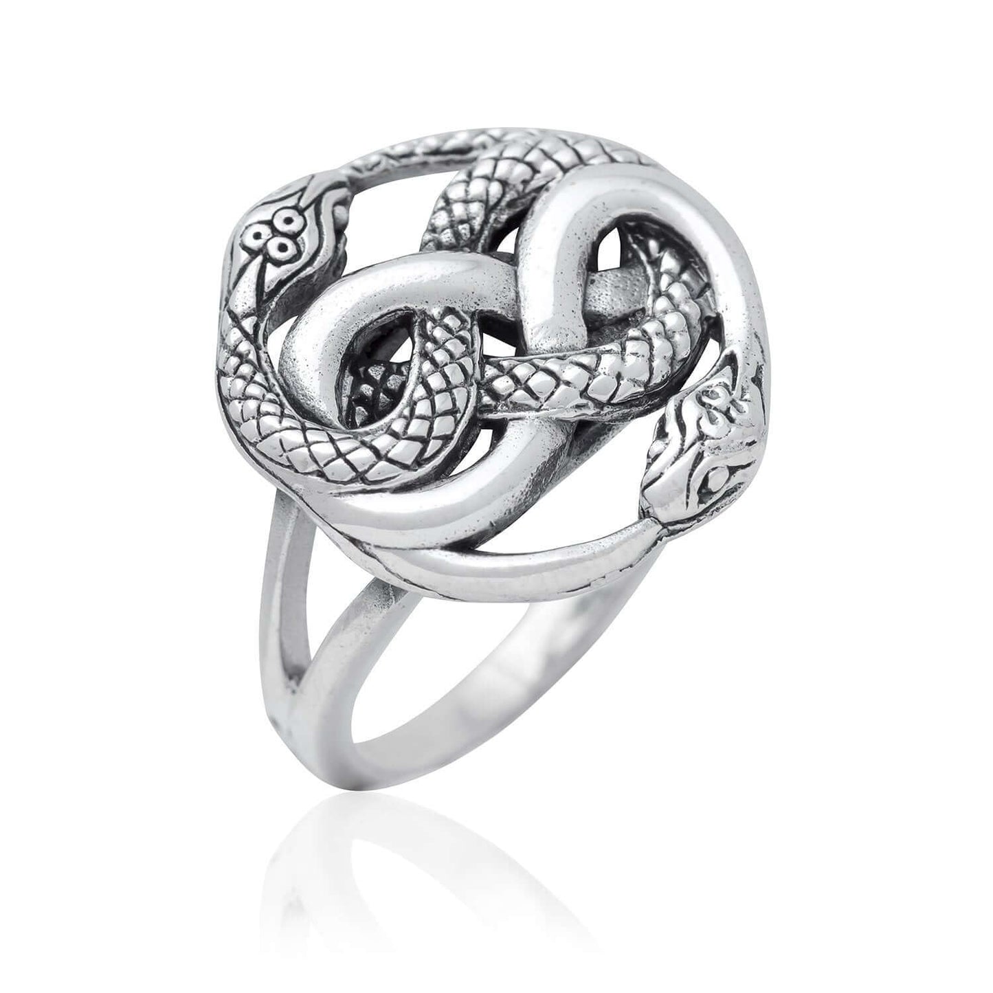 925 Sterling Silver Ouroboros Serpent Snake Infinity Eating Tail Ring - SilverMania925