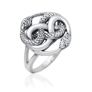925 Sterling Silver Ouroboros Serpent Snake Infinity Eating Tail Ring