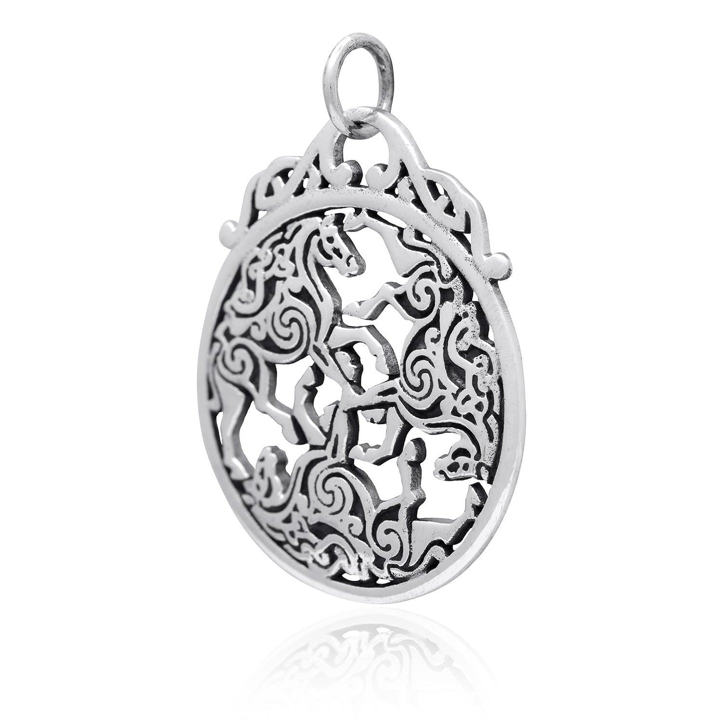 Sterling Silver Three Horse Epona Pendant - SilverMania925