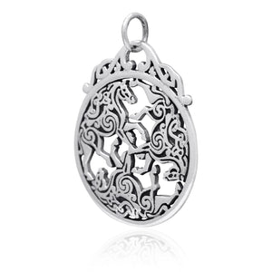 925 Sterling Silver Three Horse Celtic Irish Knot Knotwork Epona Pendant