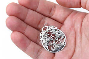 925 Sterling Silver Three Horse Celtic Irish Knot Knotwork Epona Pendant