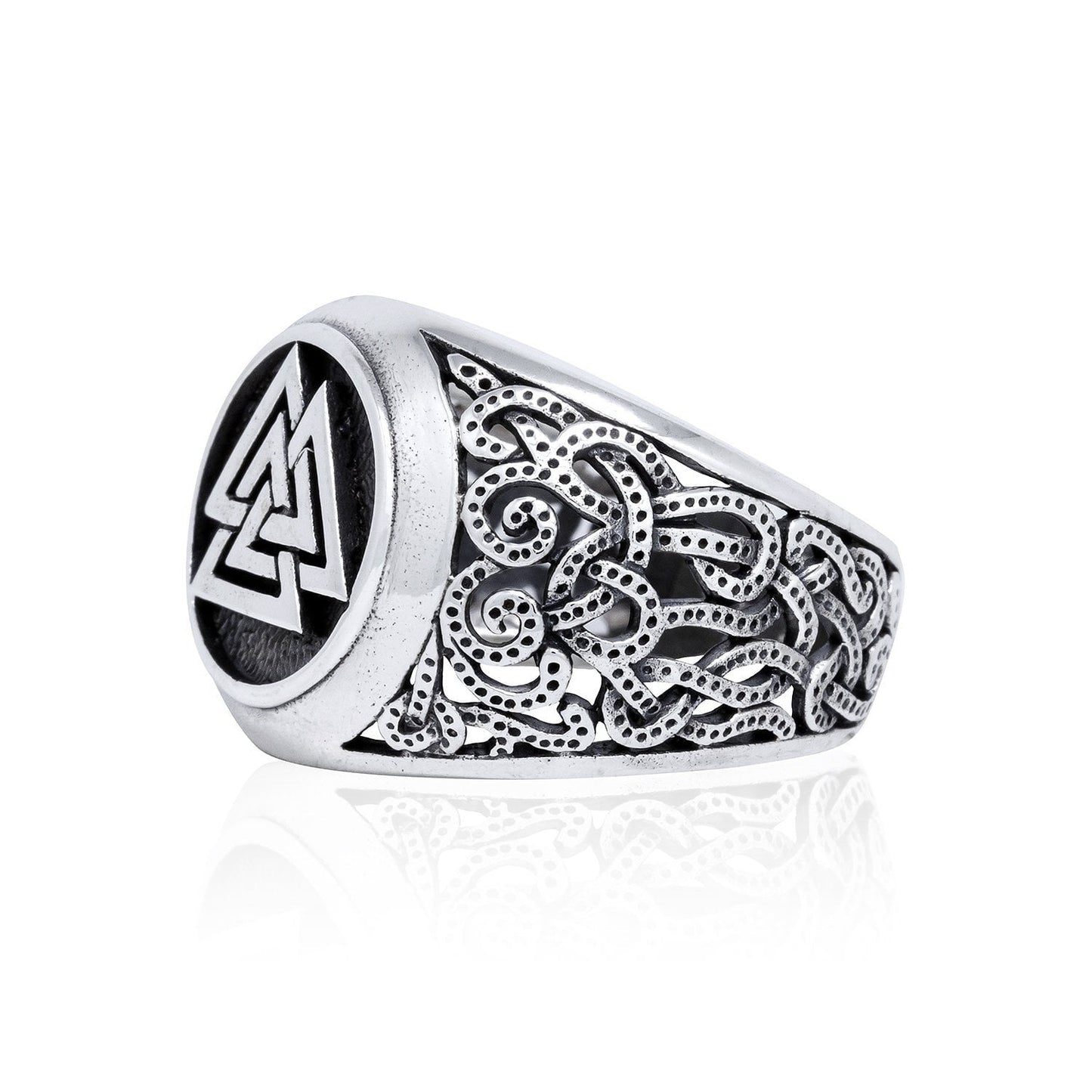 925 Sterling Silver Viking Jewelry Valknut Mammen Style Norse Scandinavian Ring - SilverMania925