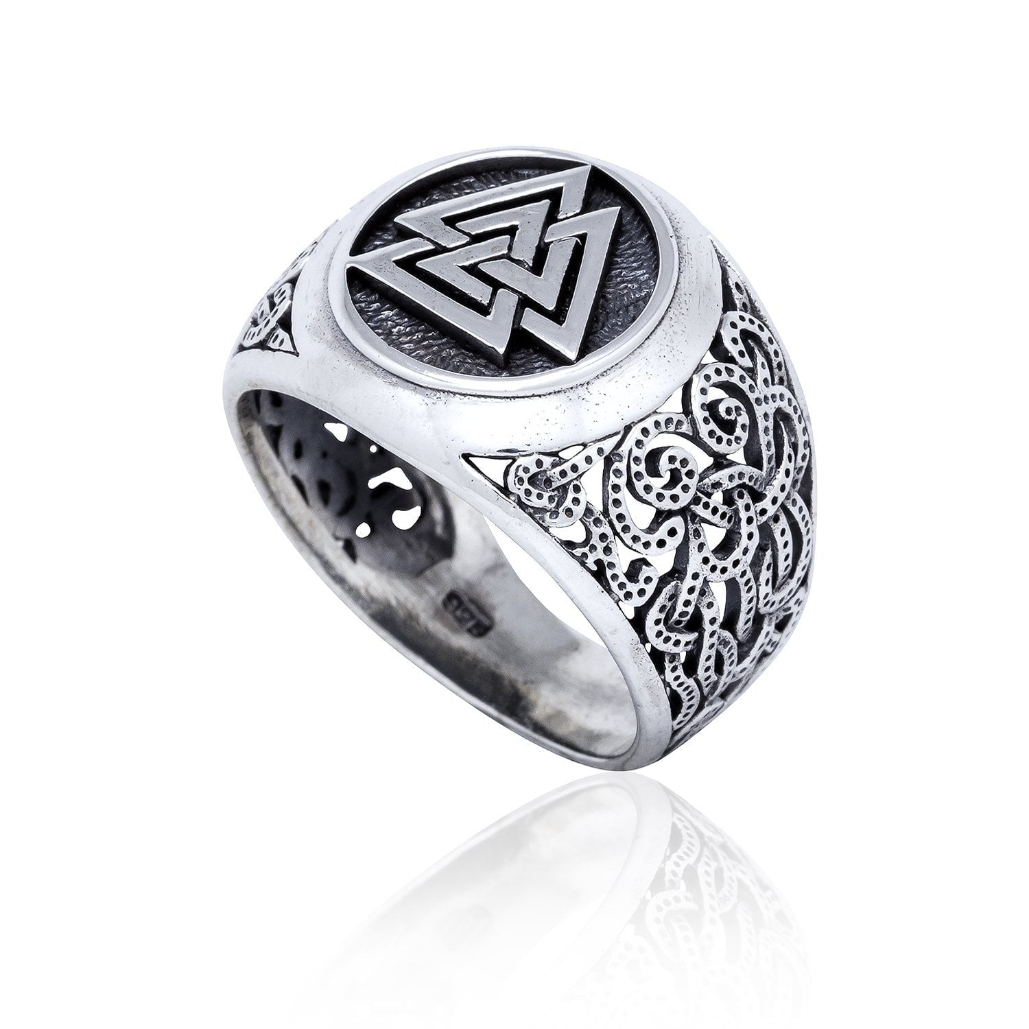925 Sterling Silver Viking Jewelry Valknut Mammen Style Norse Scandinavian Ring - SilverMania925