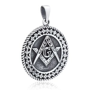 925 Sterling Silver Masonic Freemason Freemasonry Mason Compass Letter G Pendant