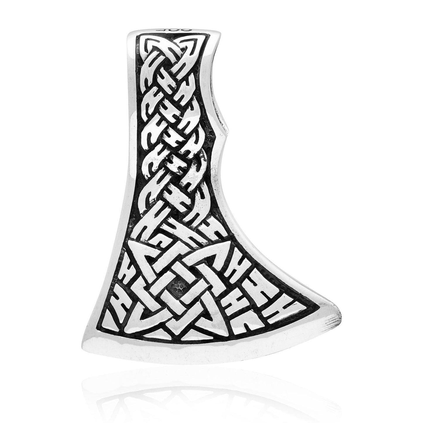 925 Sterling Silver Viking Knotwork Perun Axe Double Sided Pendant - SilverMania925