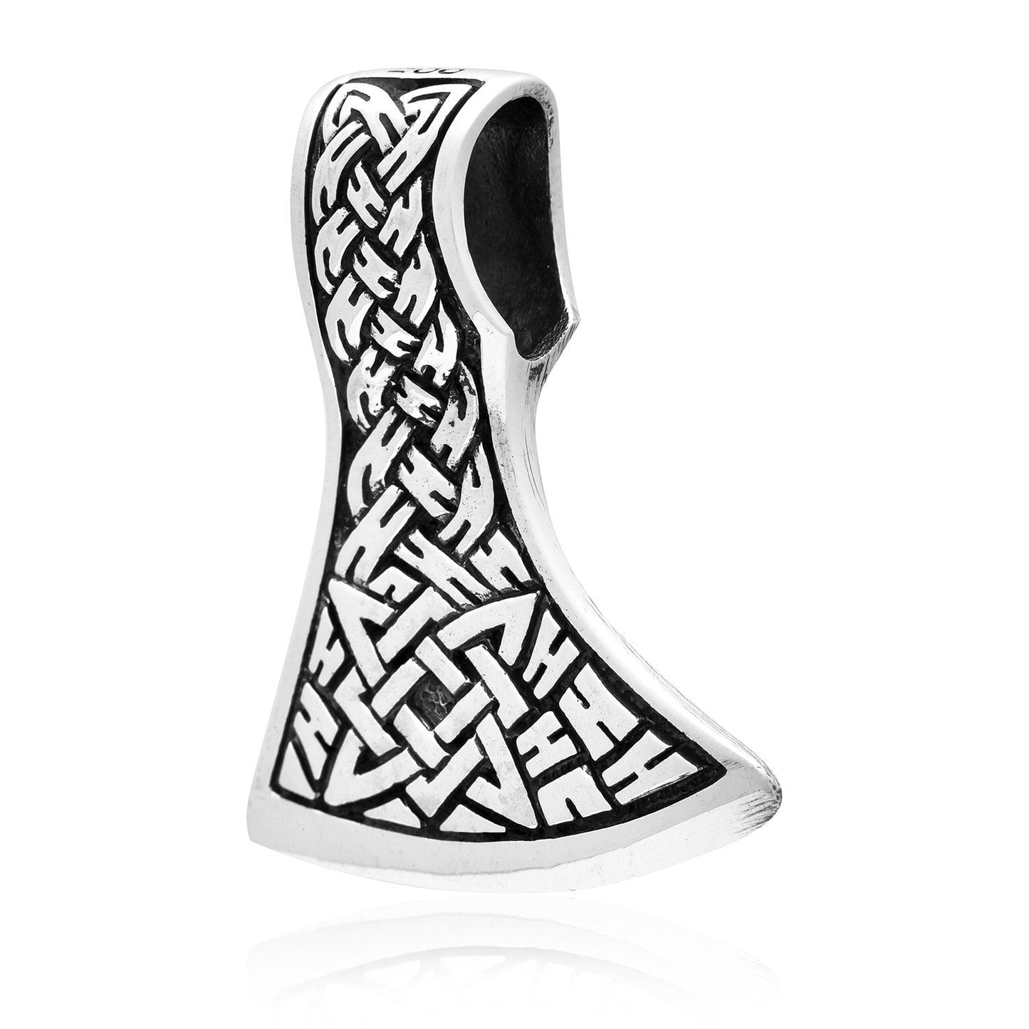 925 Sterling Silver Viking Knotwork Perun Axe Double Sided Pendant - SilverMania925