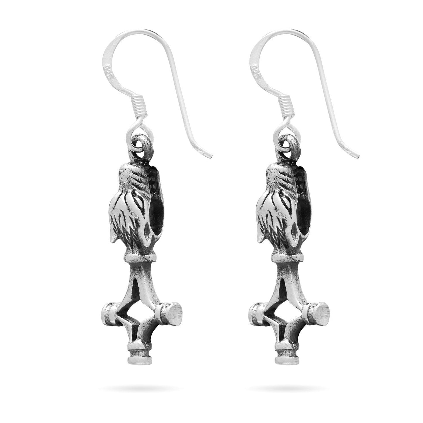 925 Sterling Silver Viking Wolf Cross Mjolnir Earrings Set - SilverMania925